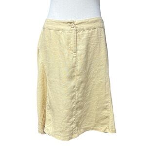 Hillard & Hanson Linen Skirt Butter Yellow Sz 12 Classic Coastal Cottage Capsule